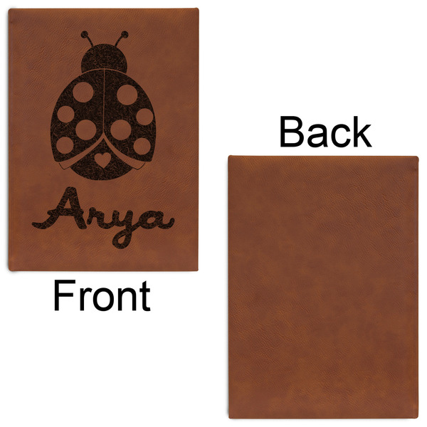 Ladybugs & Gingham Leatherette Journal - Large - Single Sided - Front & Back View