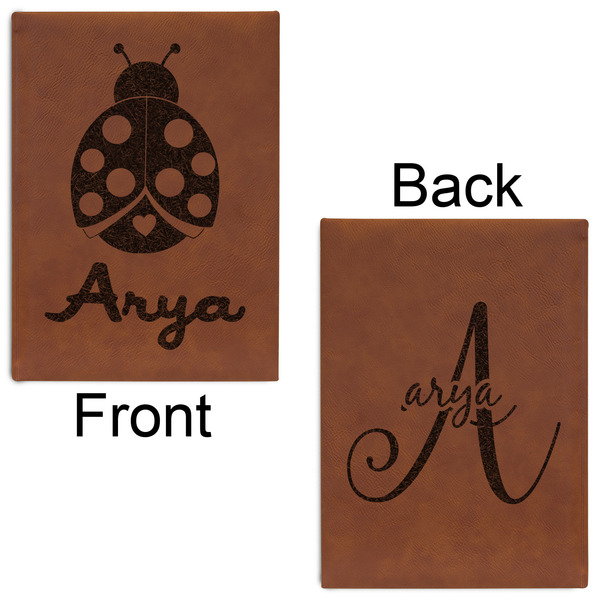 Ladybugs & Gingham Leatherette Journals - Large - Double Sided - Front & Back View