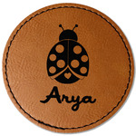 Ladybugs & Gingham Faux Leather Iron On Patch - Round (Personalized)