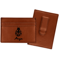 Ladybugs & Gingham Leatherette Wallet with Money Clip (Personalized)