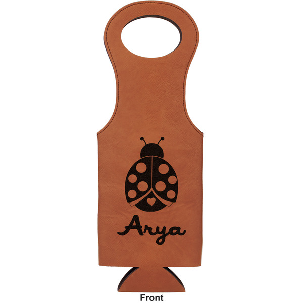 Ladybugs & Gingham Leatherette Wine Tote Single Sided - Front and Back