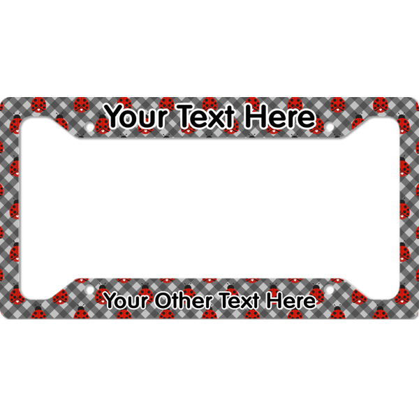 Custom Ladybugs & Gingham License Plate Frame - Style A (Personalized)