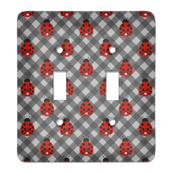 Custom Ladybugs & Gingham Light Switch Cover (2 Toggle Plate)