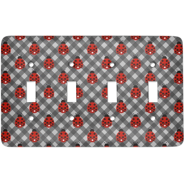 Custom Ladybugs & Gingham Light Switch Cover (4 Toggle Plate)