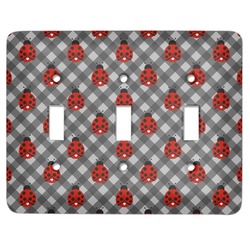 Ladybugs & Gingham Light Switch Cover (3 Toggle Plate)