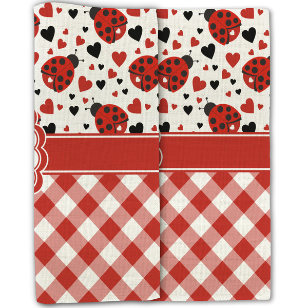 Ladybugs & Gingham Linen Placemat - Folded Half (double sided)
