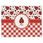 Ladybugs & Gingham Single-Sided Linen Placemat - Single w/ Name or Text