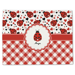 Ladybugs & Gingham Single-Sided Linen Placemat - Single w/ Name or Text