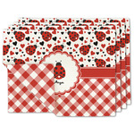 Ladybugs & Gingham Linen Placemat w/ Name or Text