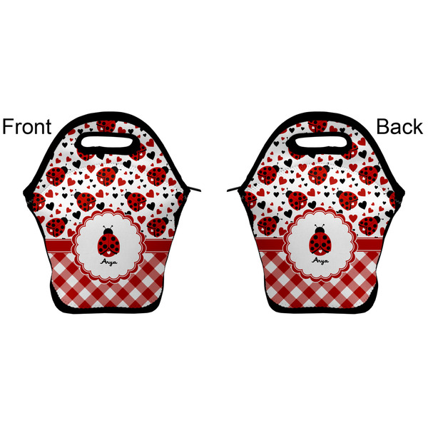 Ladybugs & Gingham Lunch Bag - Front and Back