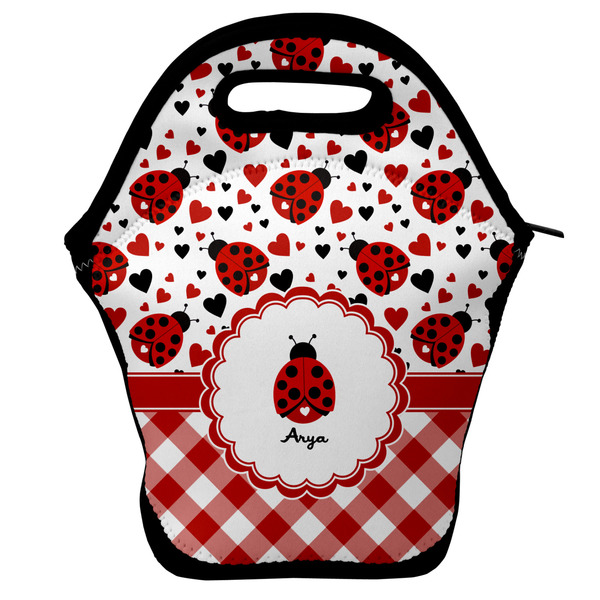 Custom Ladybugs & Gingham Lunch Bag w/ Name or Text