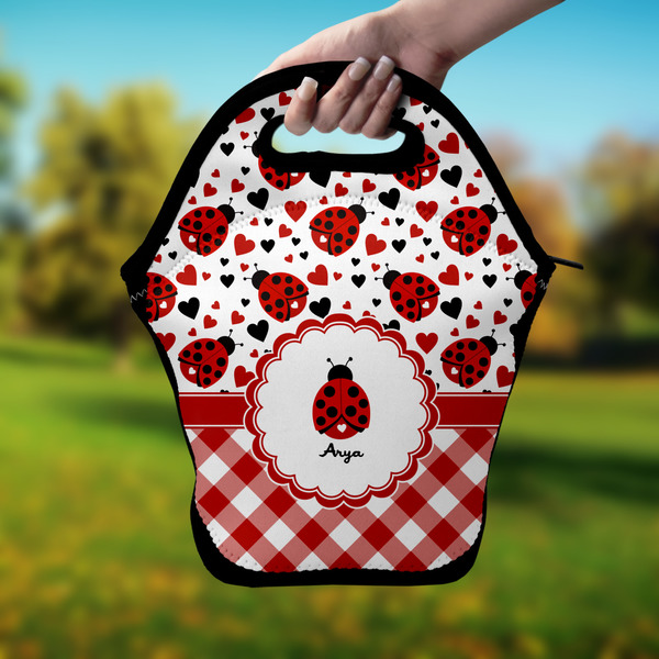 Ladybugs & Gingham Lunch Bag - Hand
