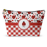 Ladybugs & Gingham Makeup Bag - Large - 12.5"x7" (Personalized)