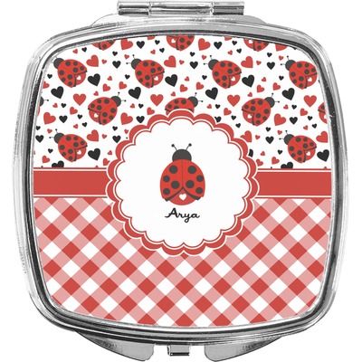 Ladybugs & Gingham Compact Makeup Mirror (Personalized)