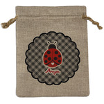 Ladybugs & Gingham Burlap Gift Bag (Personalized)