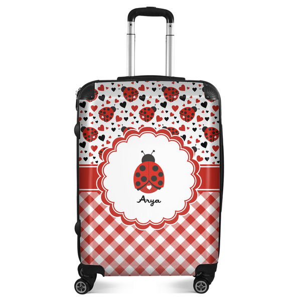 Custom Ladybugs & Gingham Suitcase - 24" Medium - Checked (Personalized)