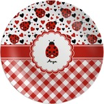 Ladybugs & Gingham Melamine Plate (Personalized)