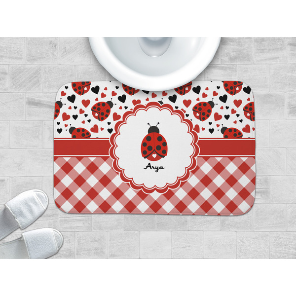 Ladybugs & Gingham Memory Foam Bath Mat - LIFESTYLE 34x21