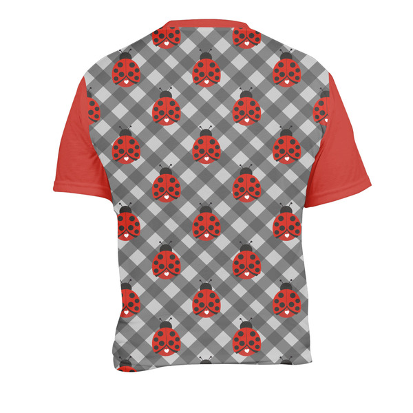 Ladybugs & Gingham Men's Crew Neck T Shirt Medium - Back