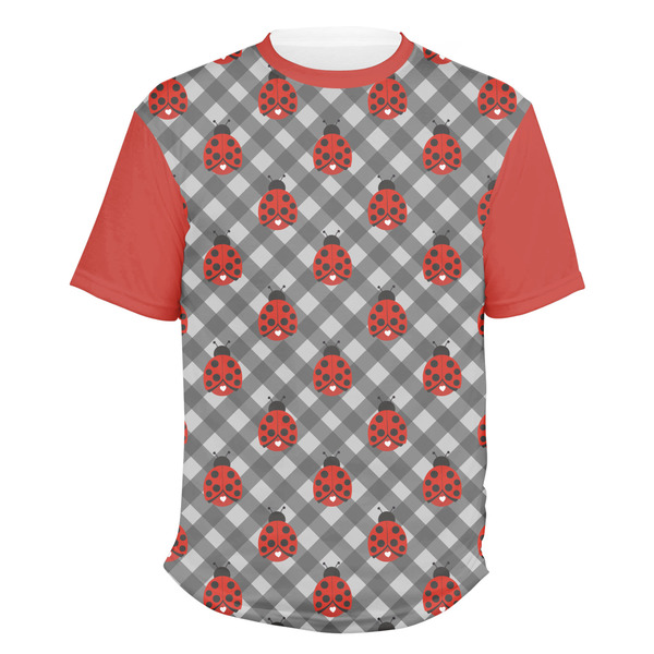Custom Ladybugs & Gingham Men's Crew T-Shirt - Small