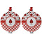 Ladybugs & Gingham Metal Ball Ornament - Front and Back