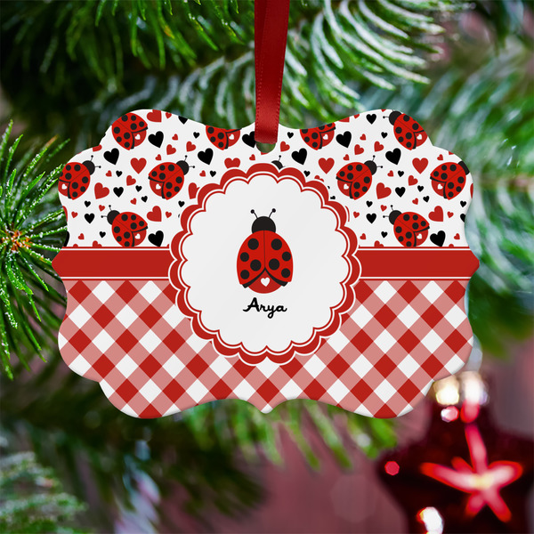 Ladybugs & Gingham Metal Benilux Ornament - Lifestyle