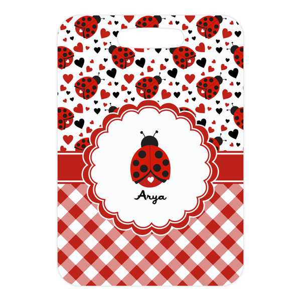 Ladybugs & Gingham Metal Luggage Tag - Front Without Strap
