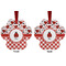 Ladybugs & Gingham Metal Paw Ornament - Front and Back