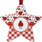 Ladybugs & Gingham Metal Star Ornament - Double Sided w/ Name or Text