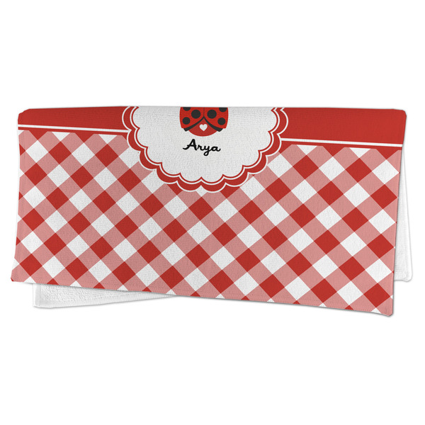 Ladybugs & Gingham Microfiber Dish Rag - FOLDED (half)