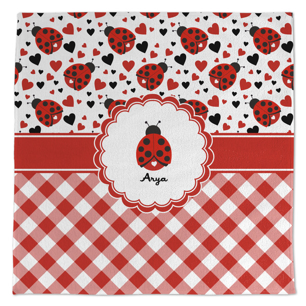 Custom Ladybugs & Gingham Microfiber Dish Towel (Personalized)