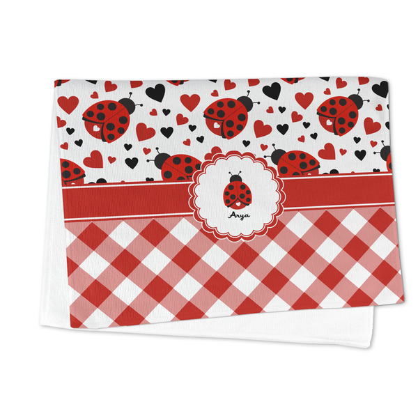Ladybugs & Gingham Microfiber Dish Towel - FOLDED HALF