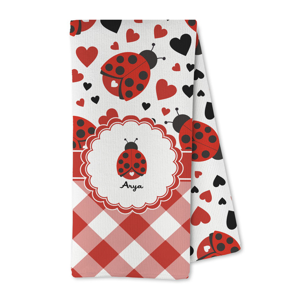 Custom Ladybugs & Gingham Kitchen Towel - Microfiber (Personalized)