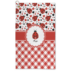 Ladybugs & Gingham Microfiber Golf Towel - Large (Personalized)