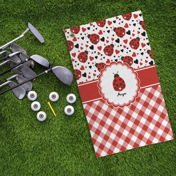 Ladybugs & Gingham Microfiber Golf Towels - LIFESTYLE