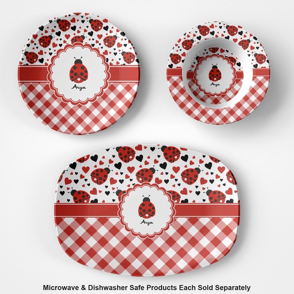 Ladybugs & Gingham Microwave & Dishwasher Safe CP Plastic Dishware - Group