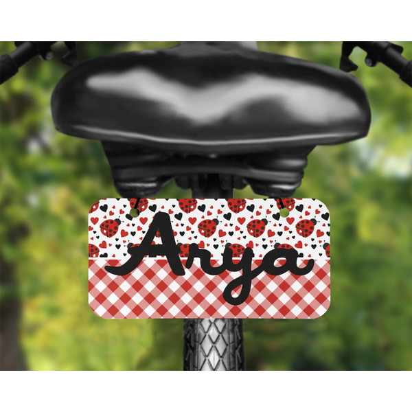 Ladybugs & Gingham Mini License Plate on Bicycle - LIFESTYLE Two holes
