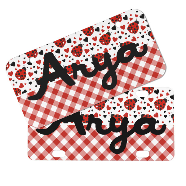 Ladybugs & Gingham Mini License Plates - MAIN (4 and 2 Holes)