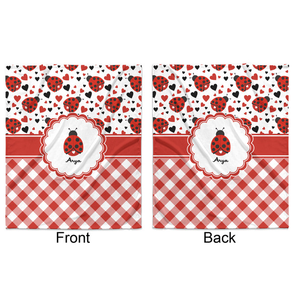 Ladybugs & Gingham Minky Blanket - 50"x60" - Double Sided - Front & Back