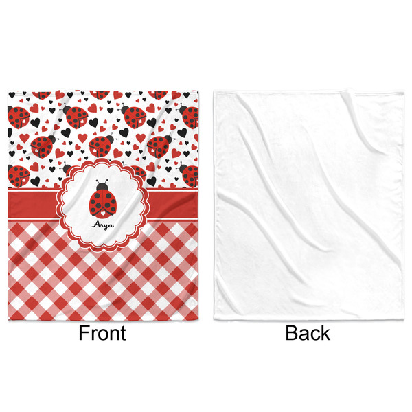 Ladybugs & Gingham Minky Blanket - 50"x60" - Single Sided - Front & Back