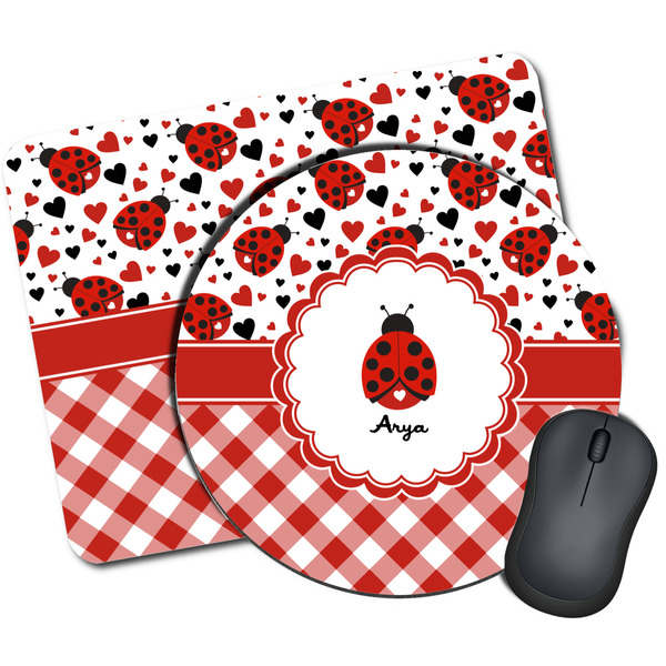 Custom Ladybugs & Gingham Mouse Pad (Personalized)
