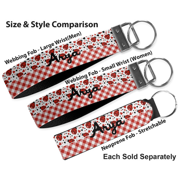Ladybugs & Gingham Multiple Key Ring comparison sizes