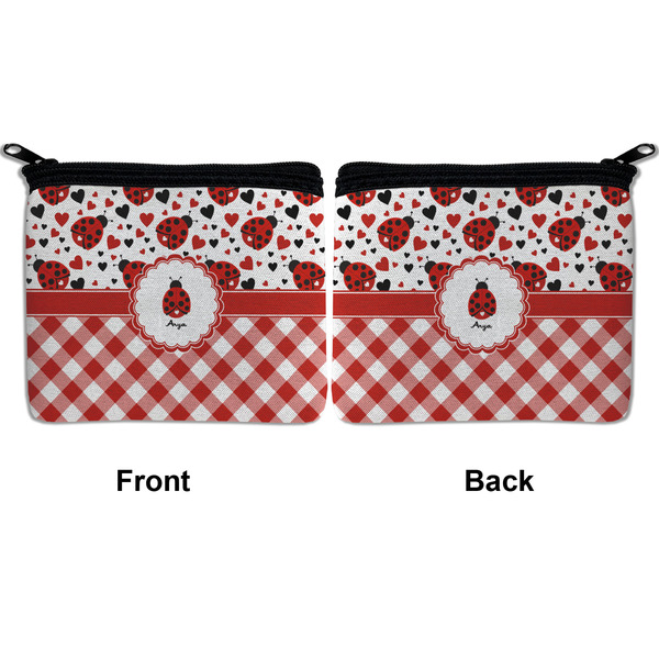 Ladybugs & Gingham Neoprene Coin Purse - Front & Back (APPROVAL)