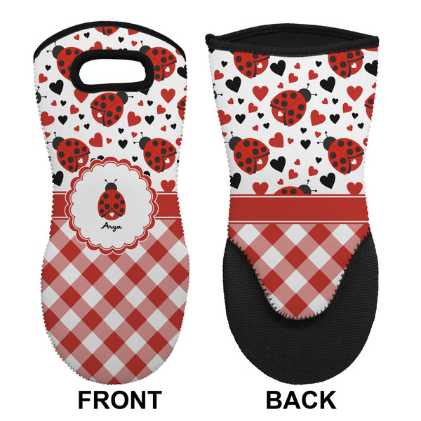 Ladybugs & Gingham Neoprene Oven Mitt (Front & Back)