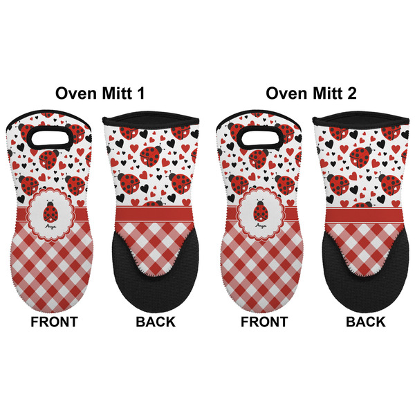 Ladybugs & Gingham Neoprene Oven Mitt - Set of 2 - Approval