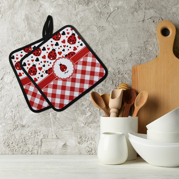 Ladybugs & Gingham Neoprene Pot Holder - Set of 2  LIFESTYLE