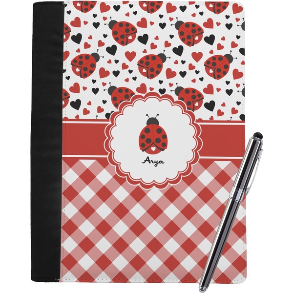 Custom Ladybugs & Gingham Notebook Padfolio - Large w/ Name or Text