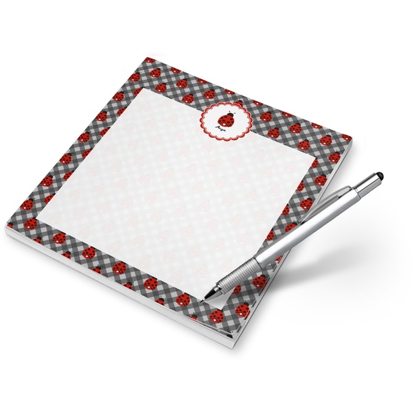 Custom Ladybugs & Gingham Notepad (Personalized)