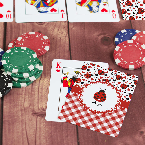 Ladybugs & Gingham On Table with Poker Chips