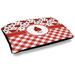 Ladybugs & Gingham Dog Bed w/ Name or Text